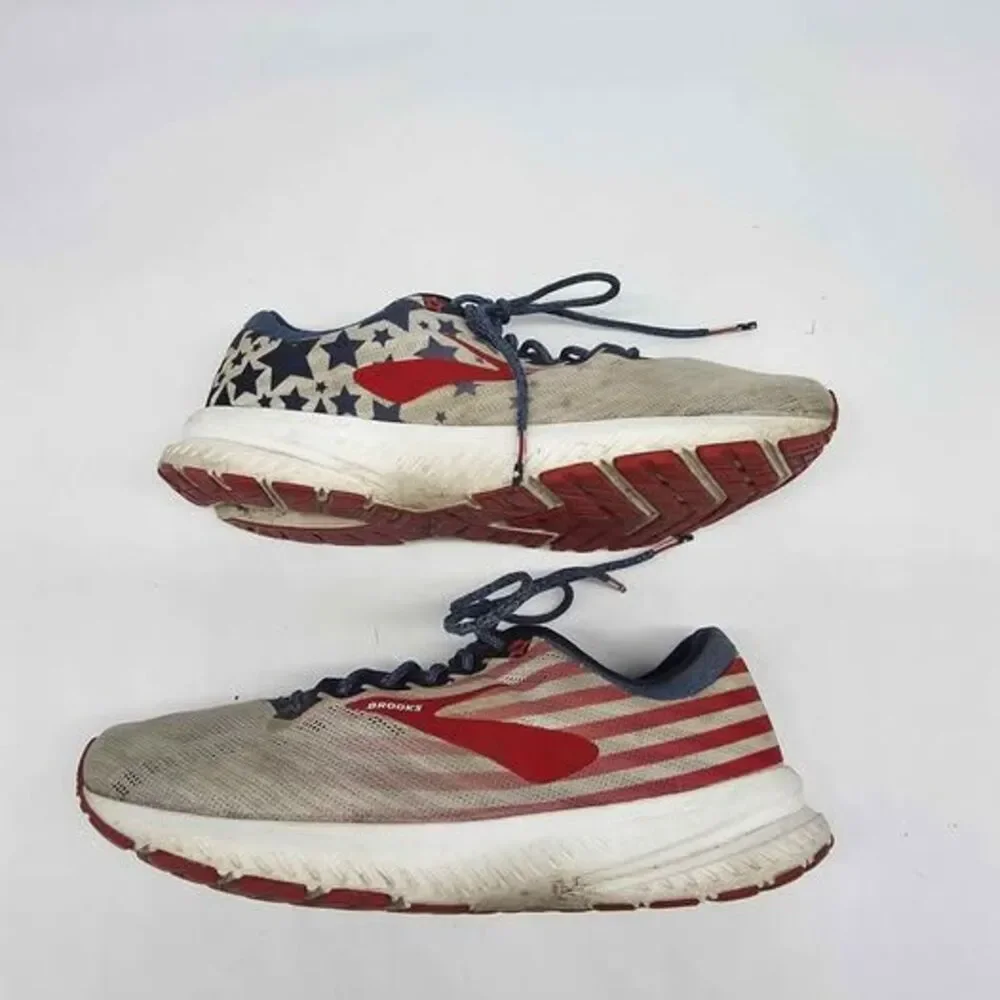 Brooks Launch 6 Old Glory USA Flag Running Shoes Womens Size 10 B 1202851B166